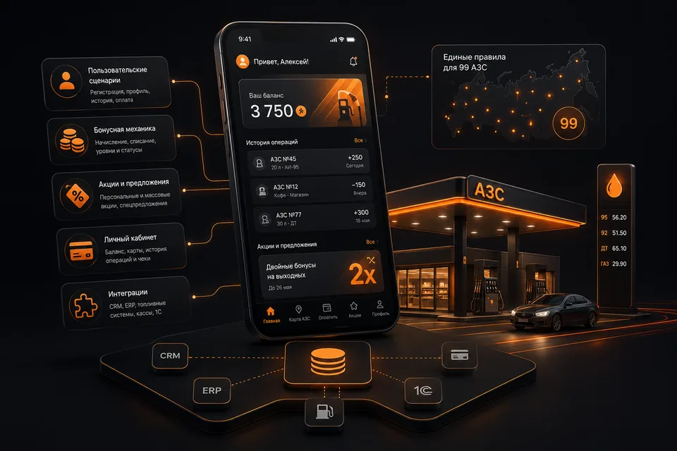 Fuel station loyalty system illustration