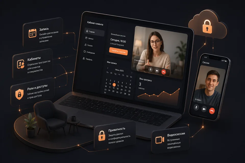 Online psychological care platform illustration